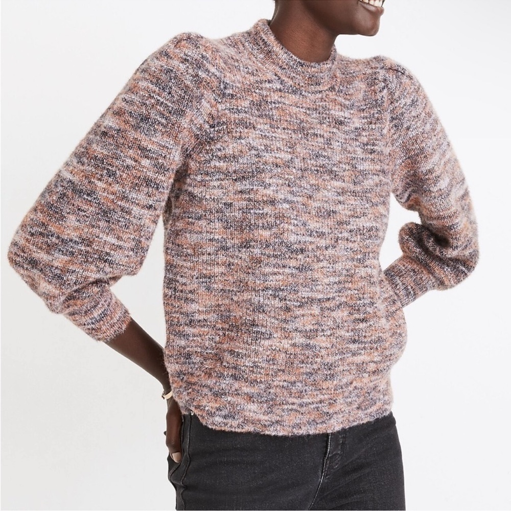 Madewell Wool Sweater Space Dyed Eaton Puff-Sleeve Pullover Size Small